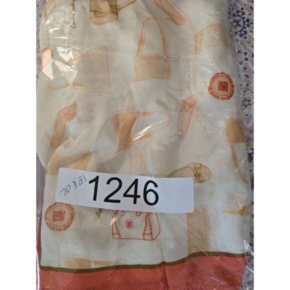 Louis Quatorze Ivory Scarf With Orange Border & Printed Handbag Design old money - Picture 6 of 7